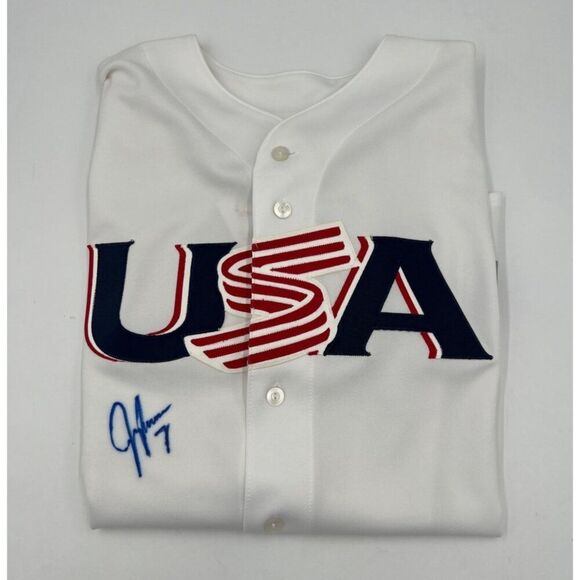 Jeff Francoeur Signed Jersey Majestic World Baseball Classic USA Large - Picture 1 of 9